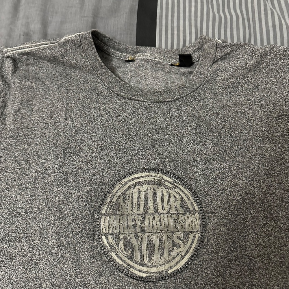 Harley Davidson Gray T- Shirt Raised Logo Short Sleeves Cotton Size Medium - Picture 2 of 4